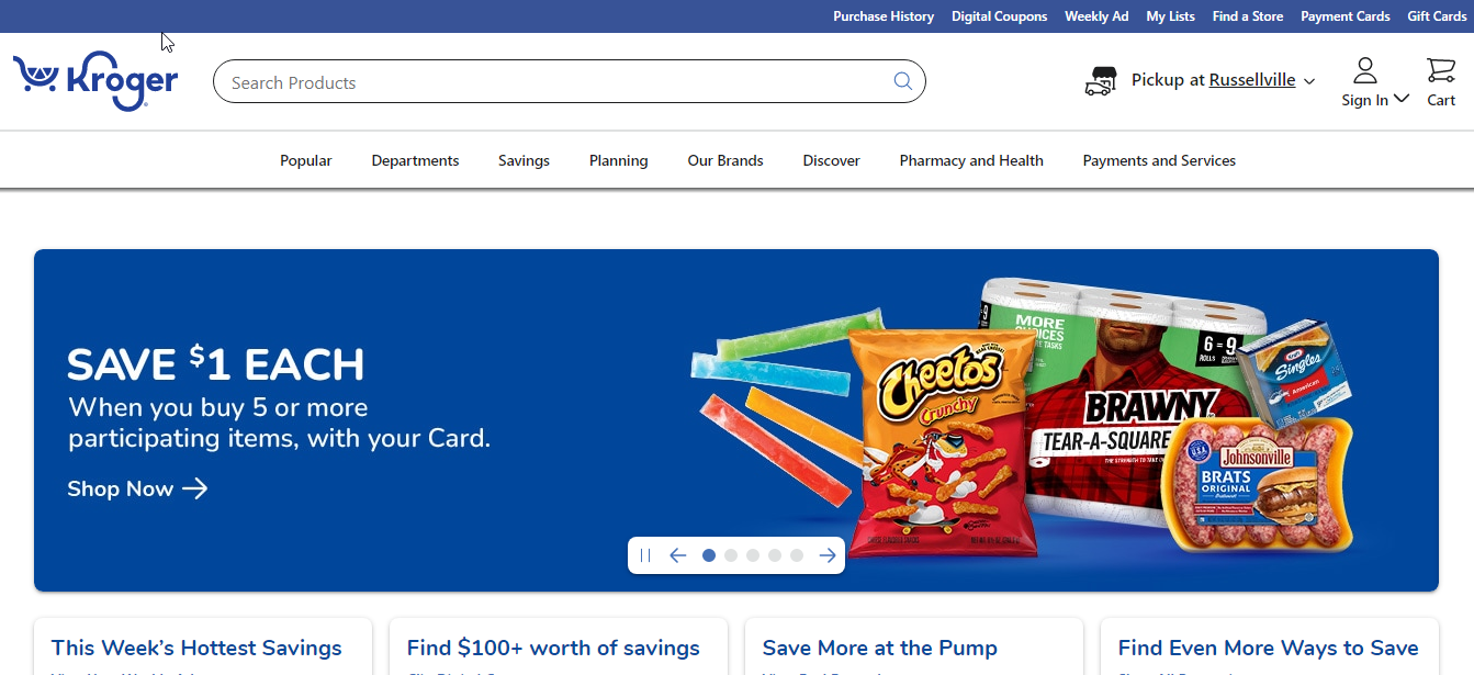 Kroger Grocery website