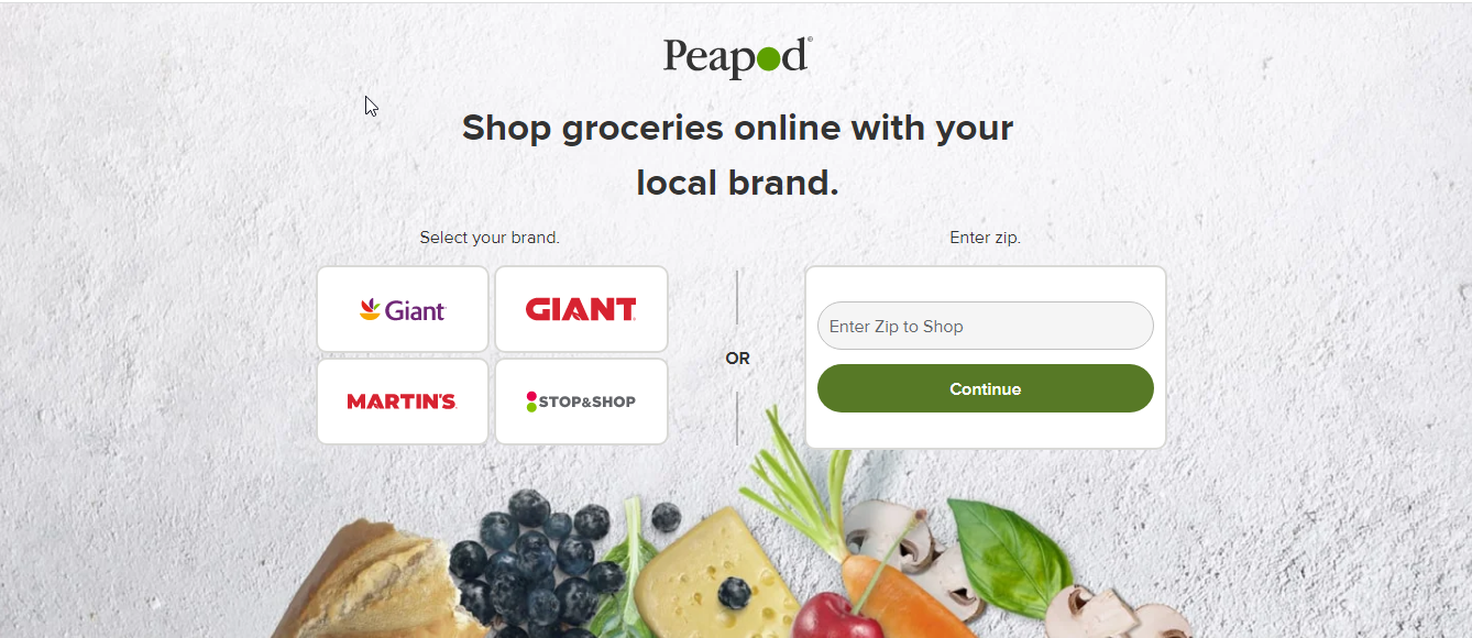 Peapod Grocery website